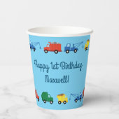 トラック車かわいい1st誕生日パーティーキッズ 紙コップ (裏面)