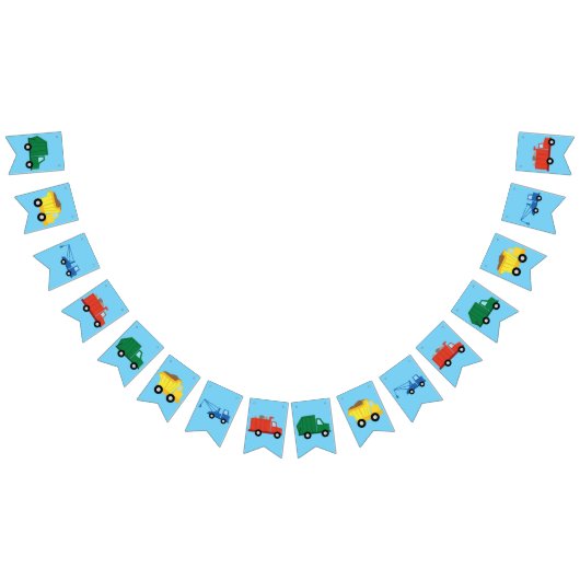 トラック車かわいい1st誕生日パーティーテーマ バンティングフラッグ (全)