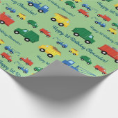 トラック車かわいい1st誕生日パーティーテーマ ラッピングペーパー (角)