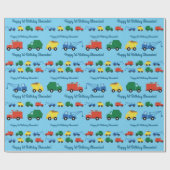 トラック車かわいい1st誕生日パーティーテーマ ラッピングペーパー (フラット)