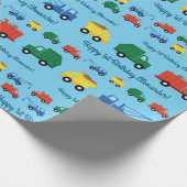 トラック車かわいい1st誕生日パーティーテーマ ラッピングペーパー (角)