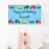 トラック車かわいい1st誕生日パーティーテーマ 横断幕 (インサイチュ)