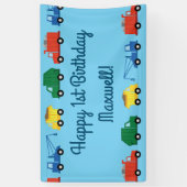 トラック車かわいい1st誕生日パーティーテーマ 横断幕 (縦)