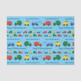 トラック車かわいい1st誕生日パーティーテーマ 薄葉紙