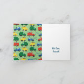 トラック車のかわいい第1誕生会のテーマ カード (内部)