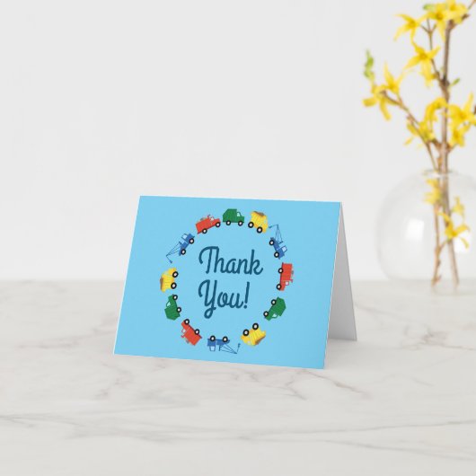 トラック車のかわいい第1誕生会のテーマ カード (黄色い花)