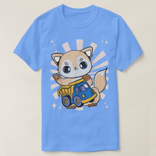 トラック車用トラック及び玩具用ファン付キツネ Tシャツ (デザイン正面)
