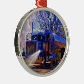 トラック輸送タンカーのトラック重量輸送ギフト メタルオーナメント (右)