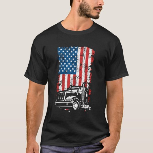 トラック輸送機アメリカ国旗 Tシャツ (正面)