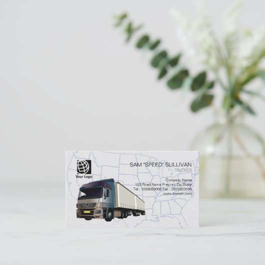 トラック輸送用搬送セミトレーラー 名刺 (スタンド正面)