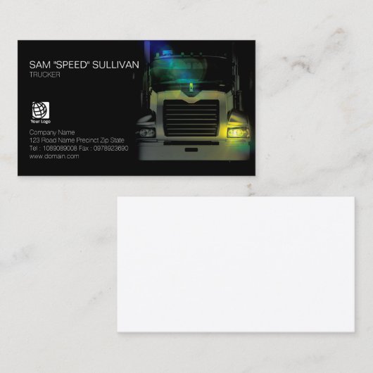 トラック輸送用運搬ダークトラックのフロント 名刺 (正面/裏面)