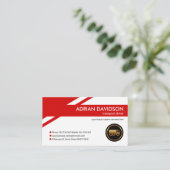 トラック輸送路のショッキングな赤い物流 名刺 (スタンド正面)