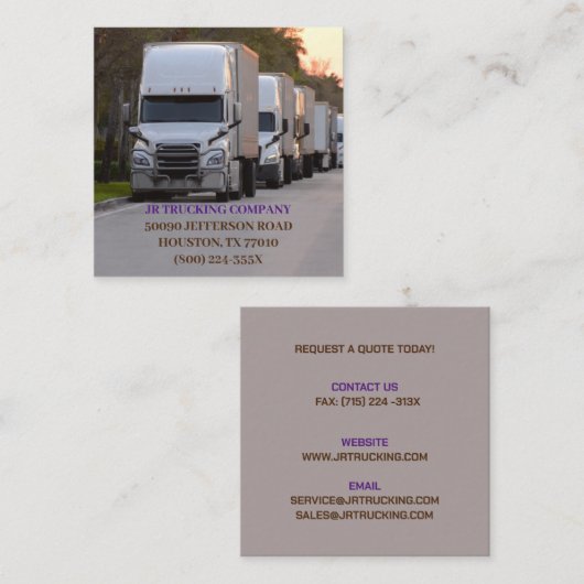 トラック運転会社の輸送 スクエア名刺 (正面/裏面)