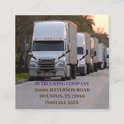トラック運転会社の輸送 スクエア名刺 (正面)
