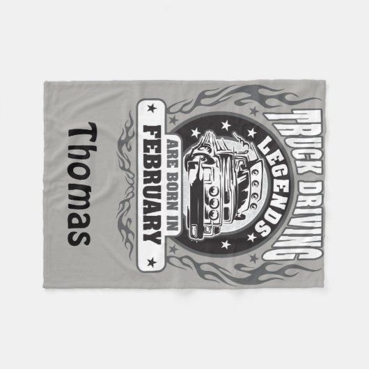 トラック運転伝説生まれは2月に名付けられる フリースブランケット (正面(横))