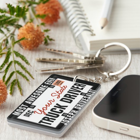 トラック運転免許証プレートおもしろいキーチェーン キーホルダー (正面右)