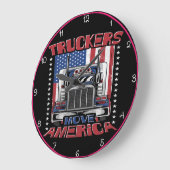 トラック運転手がアメリカを移動：星とストライプ ラージ壁時計 (傾斜)