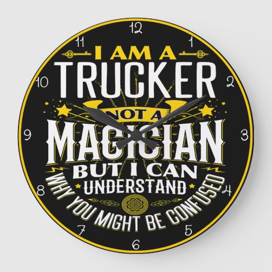 トラック運転手ではなくマジシャン:私は混乱を理解 ラージ壁時計 (正面)
