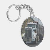 トラック運転手のためのホワイトトラックアート キーホルダー (正面左)