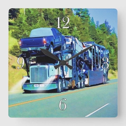 トラック運転手のための大きい装備車の運送者 スクエア壁時計 (正面)