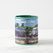 トラック運転手のコーヒーのオンおもしろい飲み物用品マグカップ マグカップ (中央)