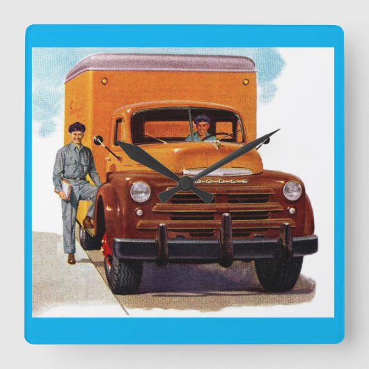 トラック運転手のトラック運転手の時計 スクエア壁時計 (正面)