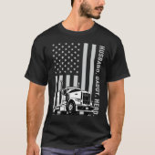 トラック運転手のパパのトラックの運転手の米国旗の父の日 Tシャツ (正面)