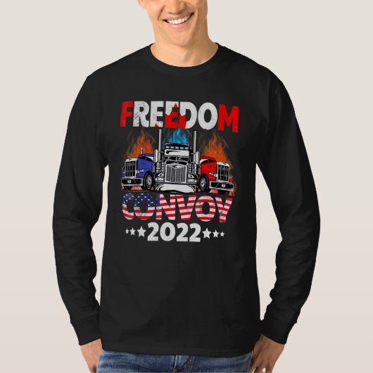 トラック運転手のマンデートを支持する自由輸送2022 Tシャツ (正面)