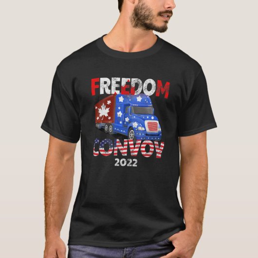 トラック運転手のマンデートを支持する自由輸送2022 Tシャツ (正面)
