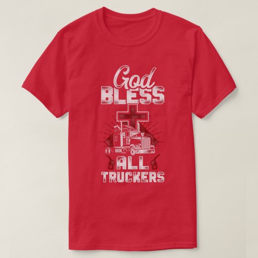 トラック運転手の信仰ヴィンテージ神の祝福すべてT Tシャツ (デザイン正面)