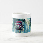 トラック運転手の大きい装備のドライブインの飲むマグ コーヒーマグカップ (中央)