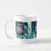 トラック運転手の大きい装備のドライブインの飲むマグ コーヒーマグカップ (左)