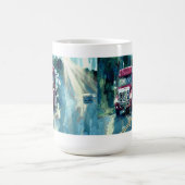 トラック運転手の大きい装備のドライブインの飲むマグ コーヒーマグカップ (中央)