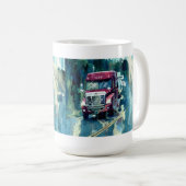 トラック運転手の大きい装備のドライブインの飲むマグ コーヒーマグカップ (正面右)