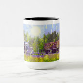 トラック運転手の大きい装備のドライブインの飲むマグ マグカップ (中央)