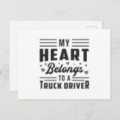 トラック運転手の奥さん私のハートはトラック運転手のものだ ポストカード (正面/裏面)