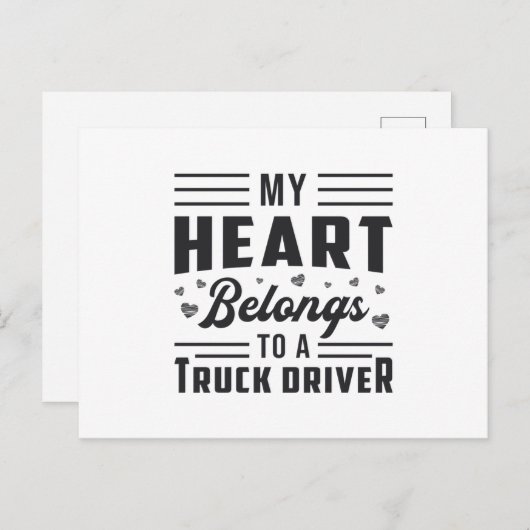 トラック運転手の奥さん私のハートはトラック運転手のものだ ポストカード (正面/裏面)