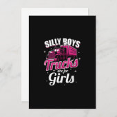 トラック運転手の女性は、シリーボーイズトラックは女の子のためのものだ 招待状 (正面/裏面)