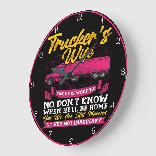 トラック運転手の妻:Yes、彼は働いている ラージ壁時計 (傾斜)