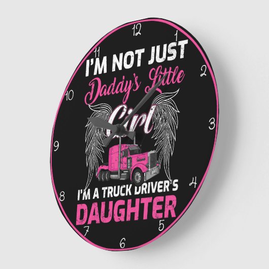 トラック運転手の娘:パパの女の子よりも ラージ壁時計 (傾斜)