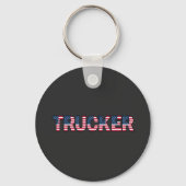 トラック運転手の文字アメリカ国旗の愛国道路プライド キーホルダー (正面)