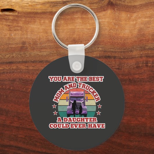 トラック運転手の母の娘ボンド家族の道路愛 キーホルダー (正面)