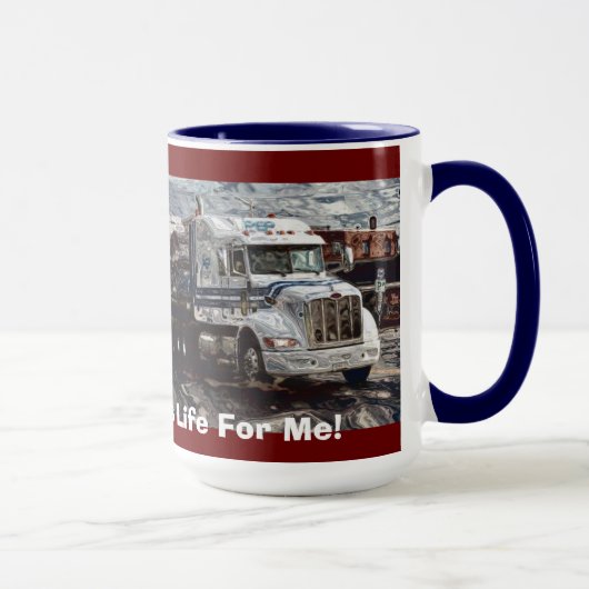 トラック運転手の白い貨物トラックの大きい装備のコーヒー・マグ マグカップ (右)