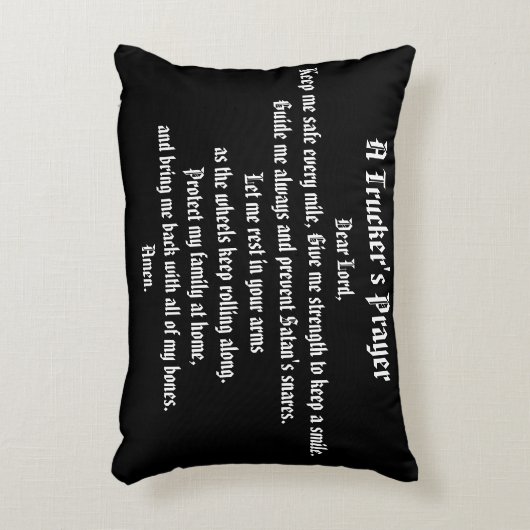 トラック運転手の祈りの言葉白黒の形骸枕 アクセントクッション (正面(垂直))