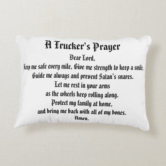 トラック運転手の祈りの言葉白黒の形骸枕 アクセントクッション (裏面)