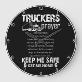 トラック運転手の祈りの言葉:保私は安全 ラージ壁時計 (正面)