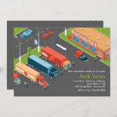 トラック運転手の退職パーティー招待状 招待状 (正面/裏面)