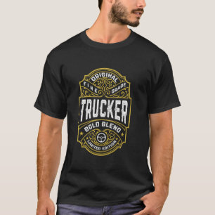 トラック運転手の面白いビンテージウイスキーのバーボンラベルトラック Tシャツ
