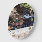 トラック運転手のBig Rig Auto Transporter ラージ壁時計 (傾斜)