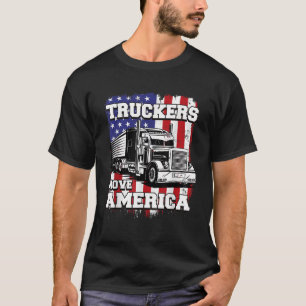 トラック運転手はアメリカ国旗のセミトラックDriを移動 Tシャツ